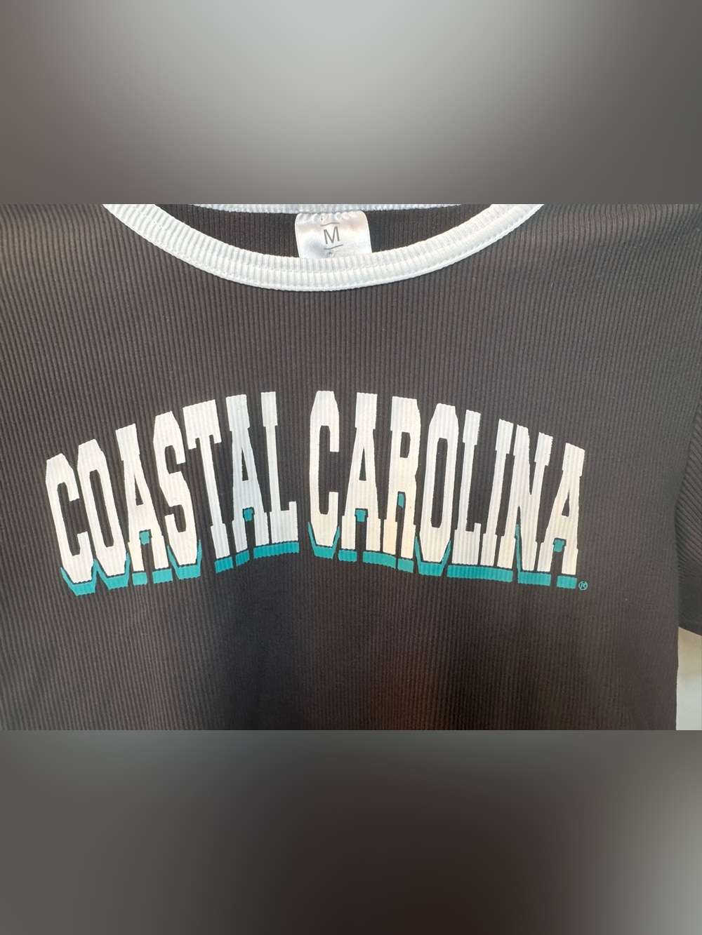 Zoozatz Coastal Carolina Black Ringer Crop Tee - Picture 3 of 9